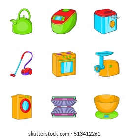 Appliances icons set. Cartoon illustration of 9 appliances vector icons for web