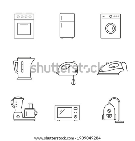 Appliances icons set, Vector isolated simple line illustration.