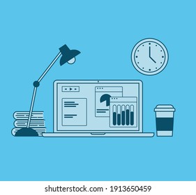 appliances icons. tiny desk and laptop. vector design. designer and developer lifestyle