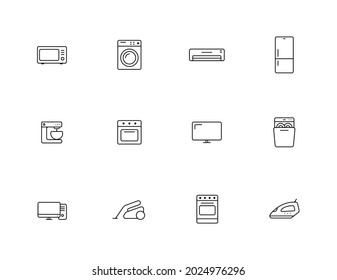 appliances line icon set. household electrical equipment symbols. isolated vector images