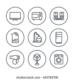 Appliances line icons in circles