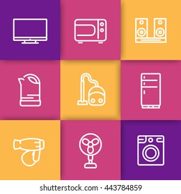 Appliances line icons, vector illustration