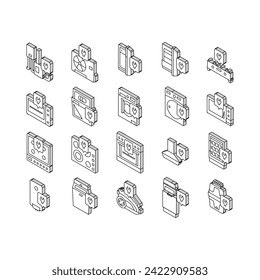 Appliances Repair Maintenance isometric icons set. Broken Refrigerator And Freezer, Air Conditioner And Wine Cooler Domestic Appliances Repair Service Line. Fixing Equipment Color .