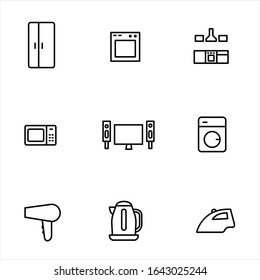 Appliances simple line icon set vector illustration