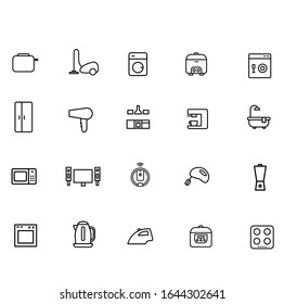 Appliances simple line icon set vector illustration