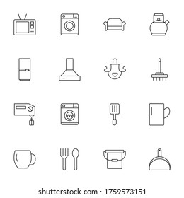 Appliances thin line icons set on white background. Vector illustration eps10.