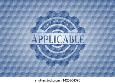 Applicable blue badge with geometric pattern. Vector Illustration. Detailed.