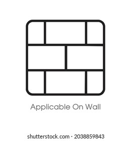 Applicable On Wall Simple wall line icon. Stroke pictogram. Vector illustration isolated on a white background
