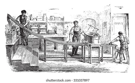 Applicable pasta, vintage engraved illustration. Industrial encyclopedia E.-O. Lami - 1875.
