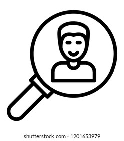Applicant avatar with magnifier presenting icon idea of hiring 