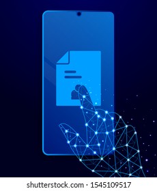 applicant, candidate, job touch phone. Polygon style touch phone vector