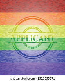 Applicant lgbt colors emblem. Vector Illustration. Mosaic.