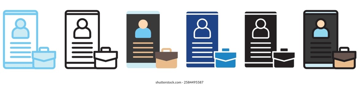 Applicant multi-style icon, outline, flat, glyph, dual tone, line color. Use for UI, UX, app and web development, digital or print. for industry, education, business, financial, Human Resources theme.