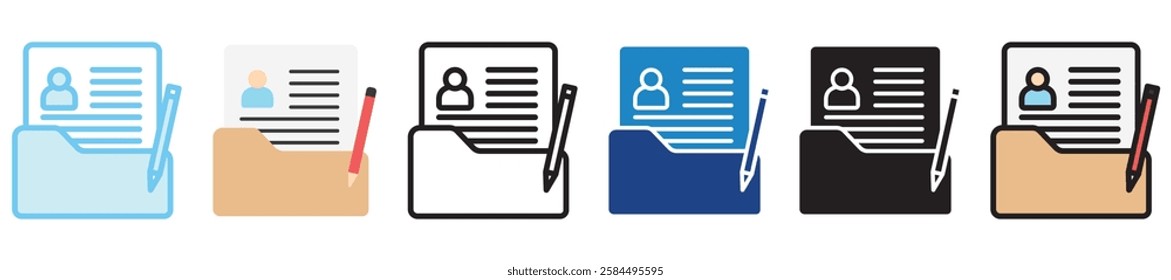 Applicant multi-style icon, outline, flat, glyph, dual tone, line color. Use for UI, UX, app and web development, digital or print. for industry, education, business, financial, Human Resources theme.