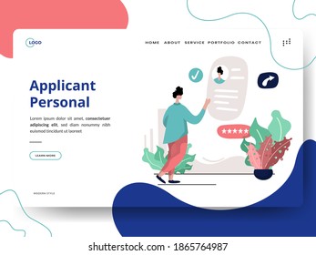 Applicant Personal Illustration, Recruitment concept, can use for, landing pages, templates, UI, web, mobile app, poster, banner, flyer. vector