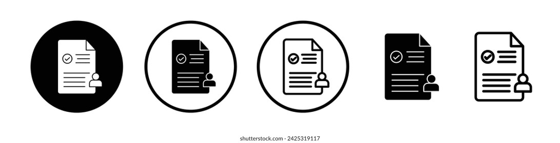 Applicant Profile Line Icon. Candidate Resume Icon in Black and White Color.