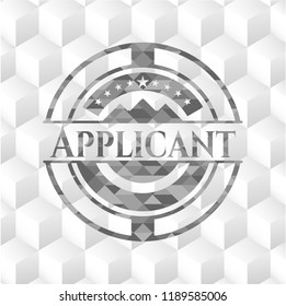 Applicant realistic grey emblem with cube white background