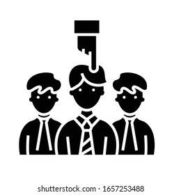 Applicant selection black icon, concept illustration, vector flat symbol, glyph sign.