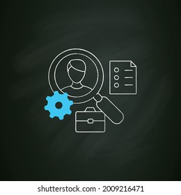 Applicant Tracking Chalk Icon.Software App Automates Hiring Process. Candidate Management System. Finding Workers. Talent Management. Isolated Vector Illustration On Chalkboard