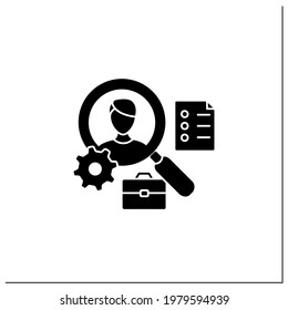 Applicant Tracking Glyph Icon.Software App Automates Hiring Process. Candidate Management System. Finding Workers. Talent Management.Filled Flat Sign. Isolated Silhouette Vector Illustration