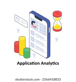 Application Analytics isometric Colored illustration. EPS File stock illustration