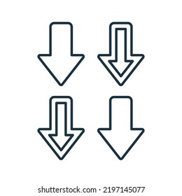 Application, arrow, down outline icon. Line art vector.