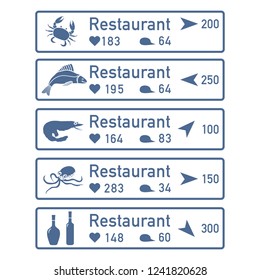 Application of augmented reality: AR for navigation in city or shopping center. Choosing fish restaurant by location, comments and likes.