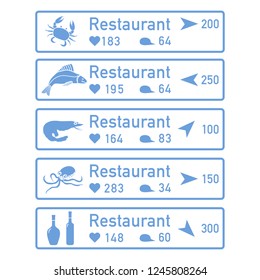 Application of augmented reality: AR for navigation in city or shopping center. Choosing fish restaurant by location, comments and likes.