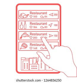 Application of augmented reality: AR for navigation in city or shopping center. Choosing a  restaurant by location, comments and likes by phone.