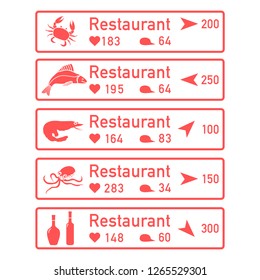 Application of augmented reality: AR for navigation in city or shopping center. Choosing fish restaurant by location, comments and likes.