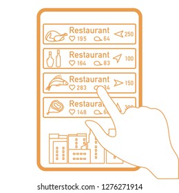 Application of augmented reality: AR for navigation in city or shopping center. Choosing a  restaurant by location, comments and likes by phone.