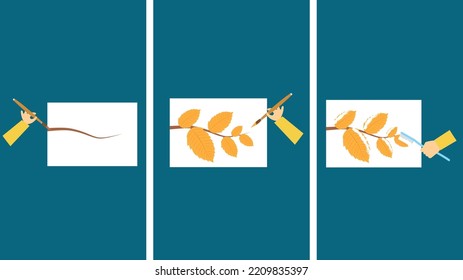 Application with autumn leaves, illustrations, vector