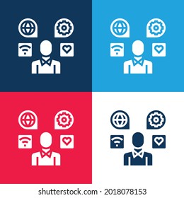 Application blue and red four color minimal icon set