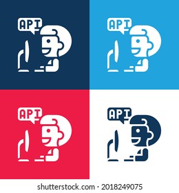 Conjunto de iconos mínimo de cuatro colores azul y rojo de aplicación