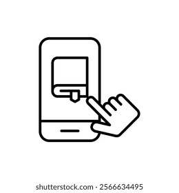 
application book icon,
Graphic of finger tapping smartphone screen showing booklike rectangle. Perfect for technologyrelated websites, mobile app advertisements, digital literacy materials, and educa