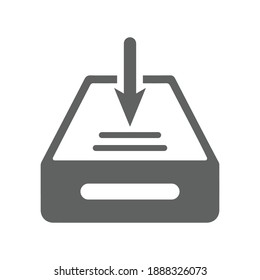 Application, browser, download icon. Gray vector isolated on a white background.