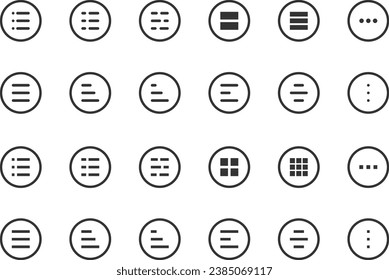 Application burger lines menu symbol. Line icon button navigation, web element app. Ui interface design.