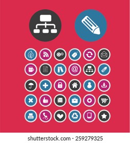 application, business, office buttons set, vector