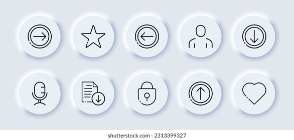 Application buttons. Neomorphisms, black interface buttons. vector icon.