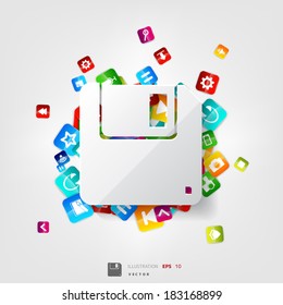 Application button.Social media.Cloud computing.