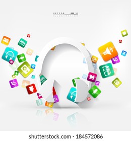 Application button.Social media.Cloud computing.