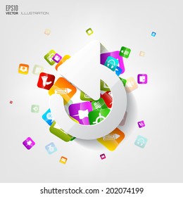 Application button.Social media.Cloud computing.