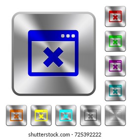 Application cancel engraved icons on rounded square glossy steel buttons