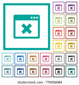 Application cancel flat color icons with quadrant frames on white background