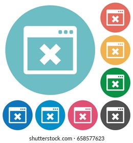 Application cancel flat white icons on round color backgrounds
