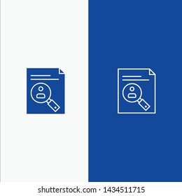 Application, Clipboard, Curriculum, Cv, Resume, Staff Line and Glyph Solid icon Blue banner Line and Glyph Solid icon Blue banner