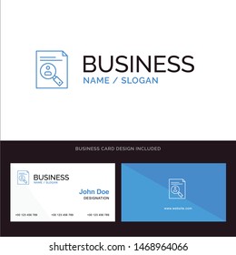 Application, Clipboard, Curriculum, Cv, Resume, Staff Blue Business logo and Business Card Template. Front and Back Design. Vector Icon Template background