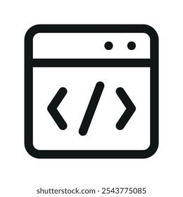 Application code UI icon, programming code simple line user interface vector symbol
