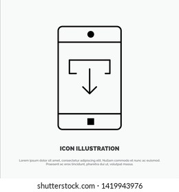Application, Data, Download, Mobile, Mobile Application Line Icon Vector