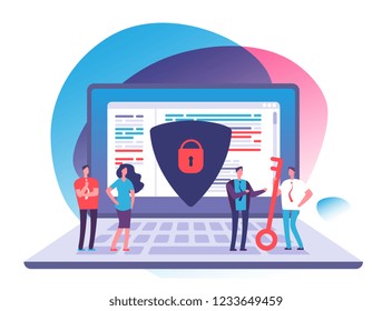 Application Data Protection. Exposed Access Code Security, Website And Internet Safety And Online Privacy Vector Concept